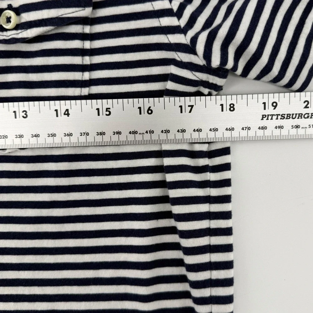 Ralph Lauren Mens Medium Navy White Striped Red Pony Short Sleeve‎ Polo Shirt